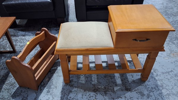 Lot 109 - TELEPHONE TABLE, MAGAZINE RACK