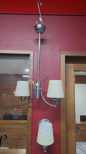 Lot 34 - ART DECO PENDANT LIGHT & SCONCE