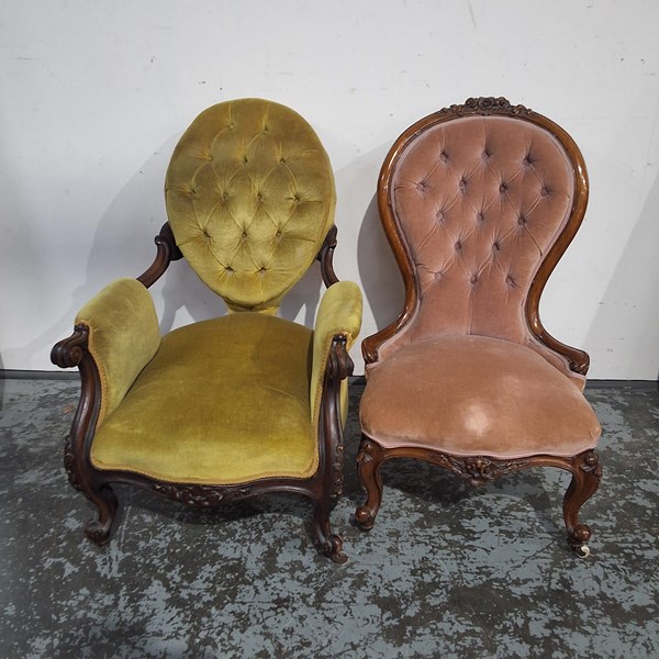 Lot 137 - GRANDMOTHER AND GRANDFATHER CHAIRS