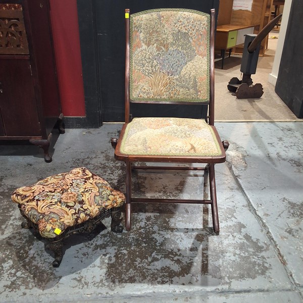 Lot 114 - CHAIR AND STOOL