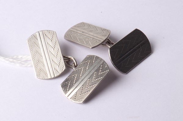 Lot 1128 - SILVER CUFFLINKS