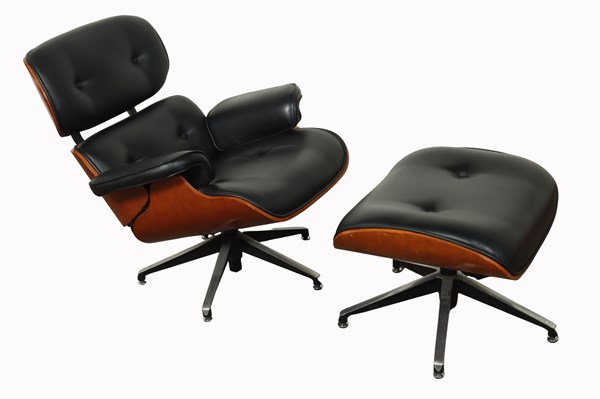 Lot 173 - EAMES STYLE LOUNGE CHAIR & STOOL