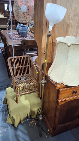 Lot 299 - STANDARD LAMP, STOOL AND CHAIR