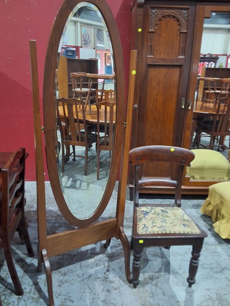 Lot 103 - CHEVAL MIRROR AND CHAIR
