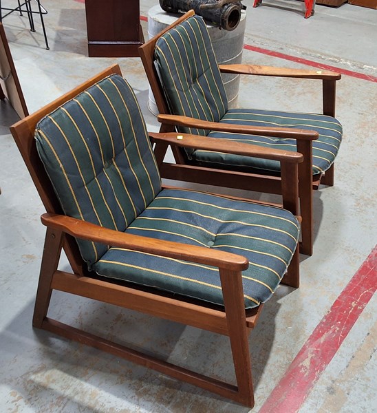 Lot 349 - TEAK ARMCHAIRS