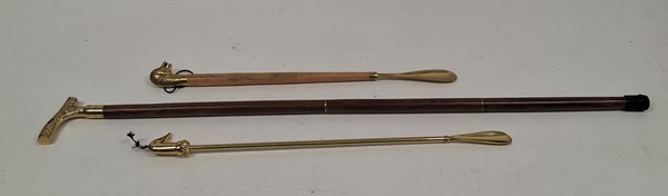 Lot 1480 - SHOE HORNS AND CANE