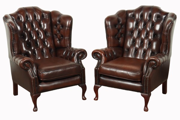 Lot 100 - PAIR OF LIBRARY ARMCHAIRS