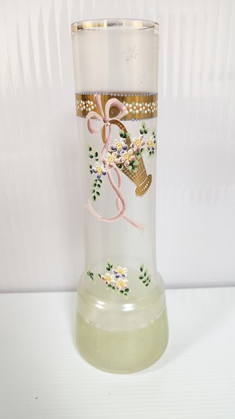 Lot 1371 - ENAMELED GLASS VASE