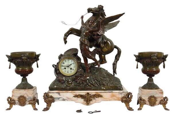 Lot 218 - GARNITURE CLOCK SET