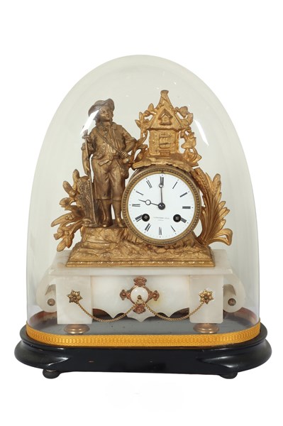 Lot 1 - MANTEL CLOCK UNDER DOME