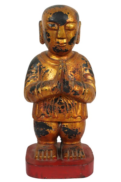 Lot 48 - TAOIST GILT TIMBER FIGURE