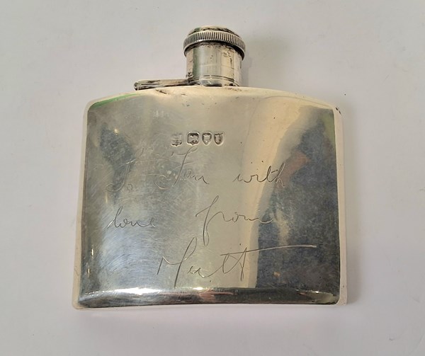Lot 1099 - SILVER FLASK
