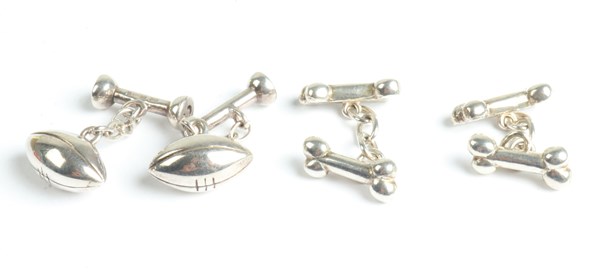 Lot 1048 - SILVER CUFFLINKS