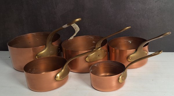Lot 1387 - COPPER SAUCEPANS