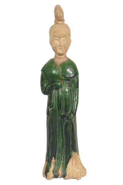 Lot 9 - POTTERY ATTENDANT FIGURE