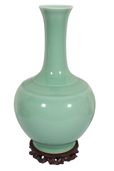 Lot 1 - CHINESE MINT GREEN VASE