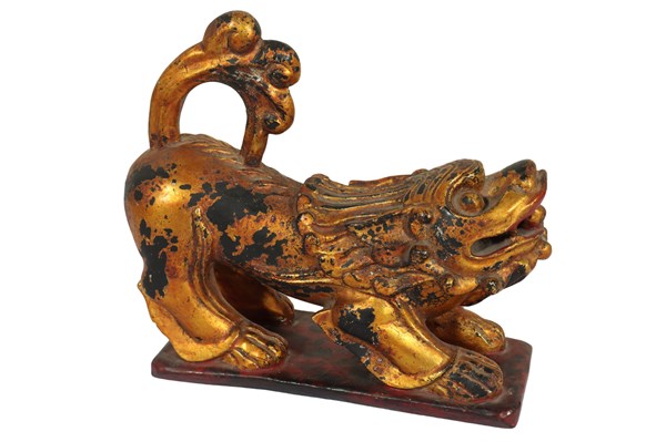Lot 23 - CHINESE CARVED TEMPLE GUARDIAN