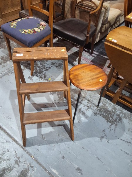 Lot 126 - STEPS AND STOOL